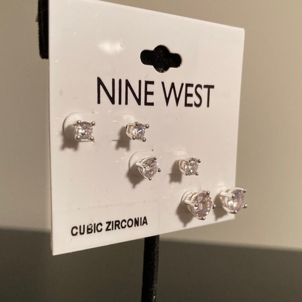 Nine West Sparkling Silver Cubic Zirconia Earrings